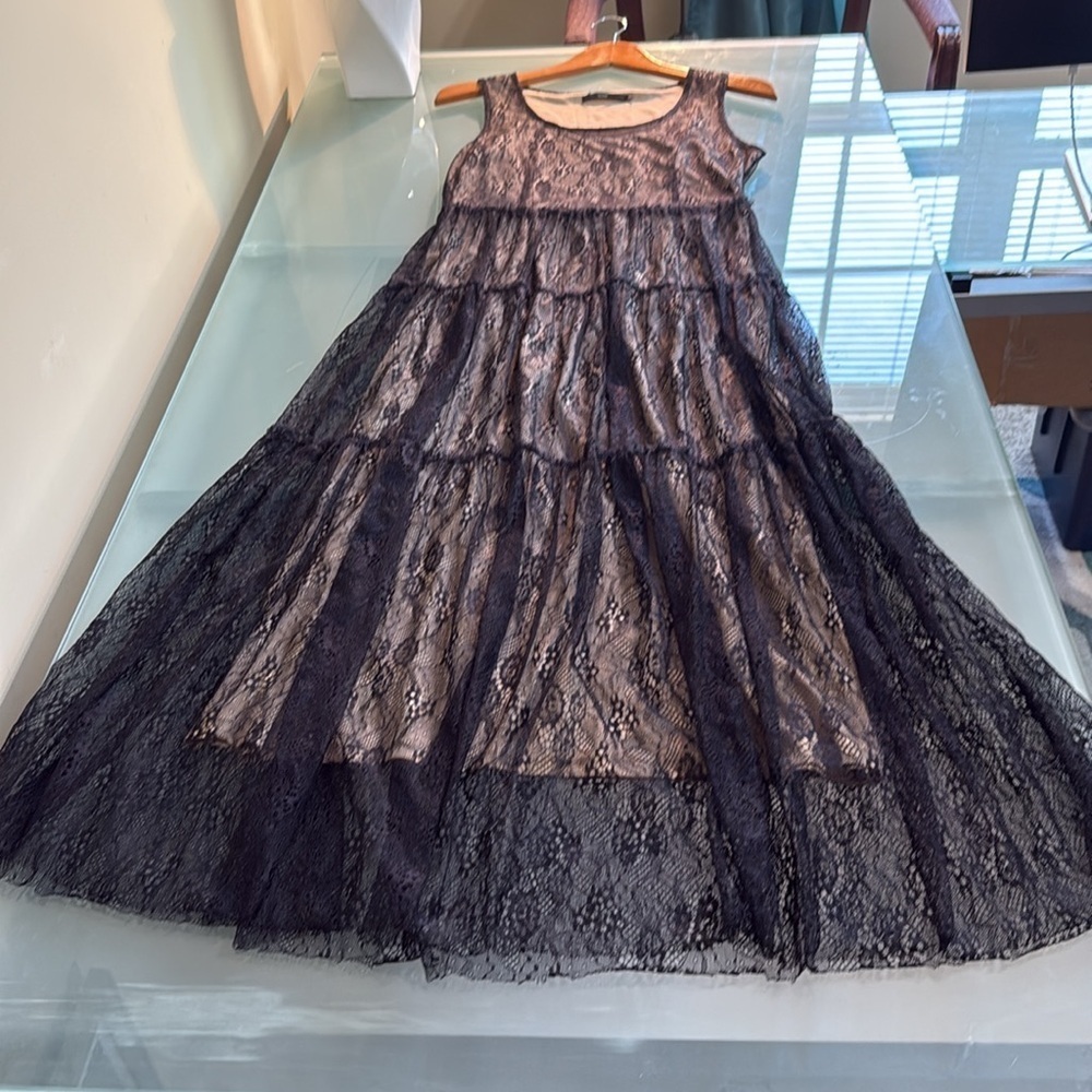 Hazel Lace Dress Romantic Black Lace Midi Dress Size M